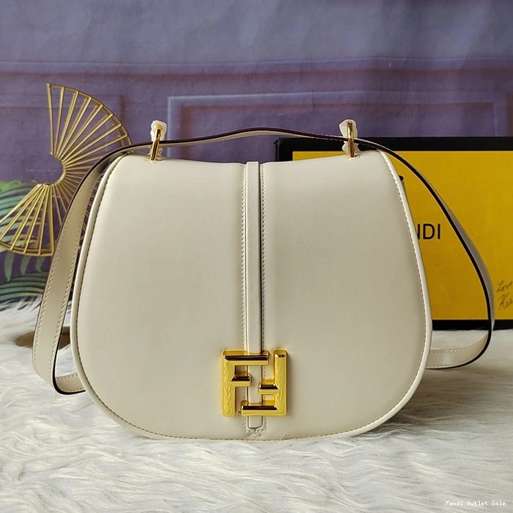 In Calf Medium Fendi Leather C'mon White Bag 0721